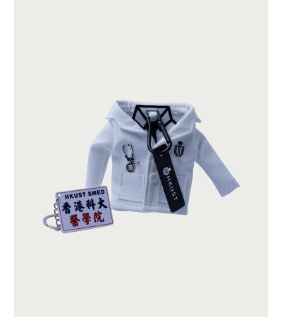 Mini doctor gown with stethoscope costume key holderMini-bus Sign Keychains (HKUST SMED)
